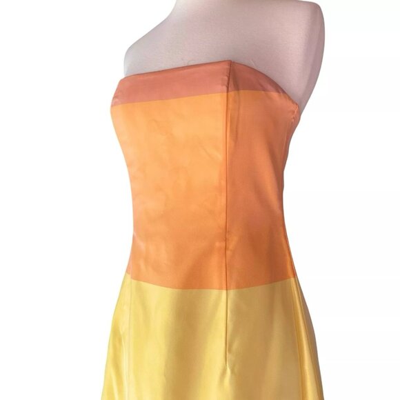 Jessica McClintock Millennium 2000 Colorblock Gown Dress Orange Yellow Size 6 - Picture 3 of 8